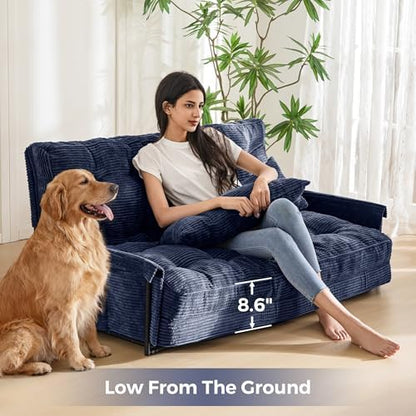 MAXYOYO Adjustable Floor Sofa Couch with Pillow, Multi-Functional Bean Bag Bed, 5-Position Foldable Lazy Sofa Sleeper Bed with Armrest, Versatile Floor Seating for Reading Gaming, Green, Single