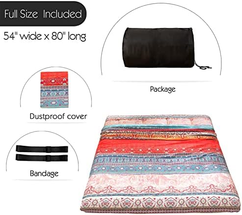 MAXYOYO Black Moon and Star Futon Mattress, Japanese Floor Mattress Quilted Bed Mattress Topper, Extra Thick Folding Sleeping Pad Breathable Floor Lounger Guest Bed for Camping Couch, Twin