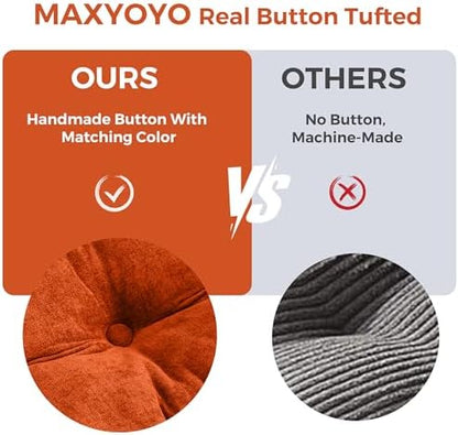 MAXYOYO Bean Bag Chair for Adults, Upholstered Floor Sofa with Armrests, Loveseat Boneless Couch with Tufted Cushion &amp; Backrest, Sofa in A Box, Large Bean Bag Couch for Bedroom Living Room, Black