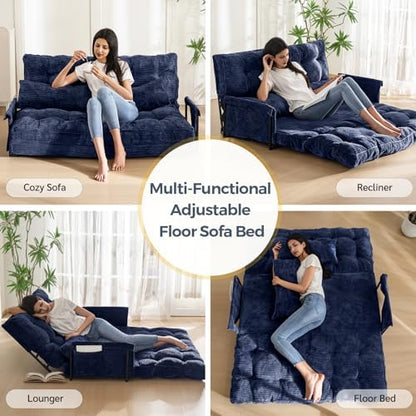MAXYOYO Adjustable Floor Sofa Couch with Pillow, Multi-Functional Bean Bag Bed, 5-Position Foldable Lazy Sofa Sleeper Bed with Armrest, Versatile Floor Seating for Reading Gaming, Green, Single