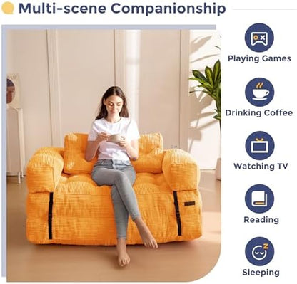MAXYOYO Folding Sofa Bed, L-Shaped Convertible Sofa Bed with Armrest Foldable Sleeper Sofa with Pillow, Portable Fold Out Chair Bed Comfy Floor Lounge for Living Room Bedroom, Dark Grey