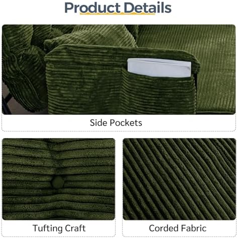 MAXYOYO Adjustable Floor Sofa Couch with Pillow, Multi-Functional Bean Bag Bed, 5-Position Foldable Lazy Sofa Sleeper Bed with Armrest, Versatile Floor Seating for Reading Gaming, Green, Single