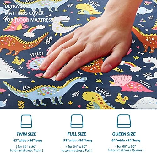 MAXYOYO Mattress Cover for Traditional Japanese Futon Mattress, Futon Floor Mats Cover with Zipper, Super Soft and Machine Washable, Navy Floral, Twin