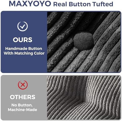 MAXYOYO Folding Sofa Bed, L-Shaped Convertible Sofa Bed with Armrest Foldable Sleeper Sofa with Pillow, Portable Fold Out Chair Bed Comfy Floor Lounge for Living Room Bedroom, Dark Grey