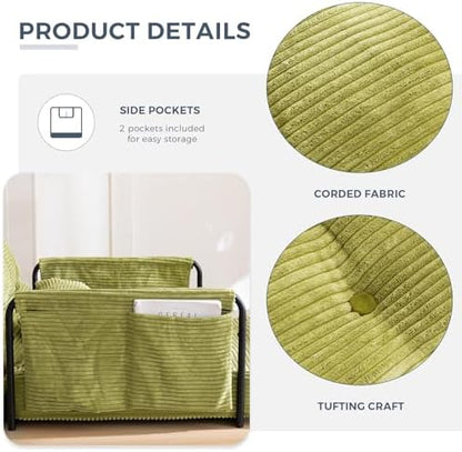 MAXYOYO Adjustable Floor Sofa Couch with Pillow, Multi-Functional Bean Bag Bed, 5-Position Foldable Lazy Sofa Sleeper Bed with Armrest, Versatile Floor Seating for Reading Gaming, Green, Single