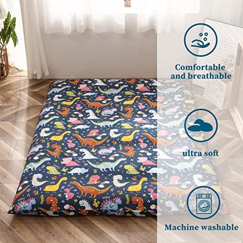 MAXYOYO Mattress Cover for Traditional Japanese Futon Mattress, Futon Floor Mats Cover with Zipper, Super Soft and Machine Washable, Navy Floral, Twin