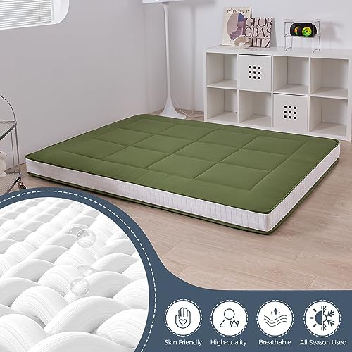 MAXYOYO 6" Extra Thick Floor Futon Mattress, Foldable Japanese Floor Mattress for Adults, Roll Up Tatami Pad for Guest Room, Black, Queen