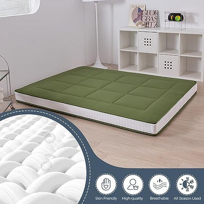 MAXYOYO 6" Extra Thick Floor Futon Mattress, Foldable Japanese Floor Mattress for Adults, Roll Up Tatami Pad for Guest Room, Black, Queen