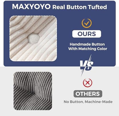 MAXYOYO Bean Bag Chair for Adults, Upholstered Floor Sofa with Armrests, Loveseat Boneless Couch with Tufted Cushion &amp; Backrest, Sofa in A Box, Large Bean Bag Couch for Bedroom Living Room, Dark Grey