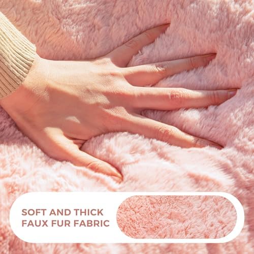 MAXYOYO Bean Bag Chair for Adults, Floral Shaped Bean Bag Sofa, Ultra Soft Faux Fur Floor Sofa, Large Reading Chair for Living Room Bedroom, Beige, Single