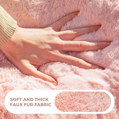 MAXYOYO Bean Bag Chair for Adults, Floral Shaped Bean Bag Sofa, Ultra Soft Faux Fur Floor Sofa, Large Reading Chair for Living Room Bedroom, Beige, Single