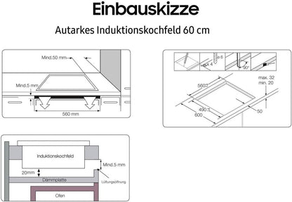 Samsung Zone induction hob, Tempered glass, Black, 52 cm