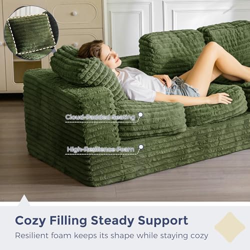 MAXYOYO Giant Bean Bag Chair for Adults, Upholstered Loveseat Floor Sofa with Pillows and Armrests, Large Bean Bag Sofa Plush Chair Bean Bag Couch for Bedroom Living Room, Grey