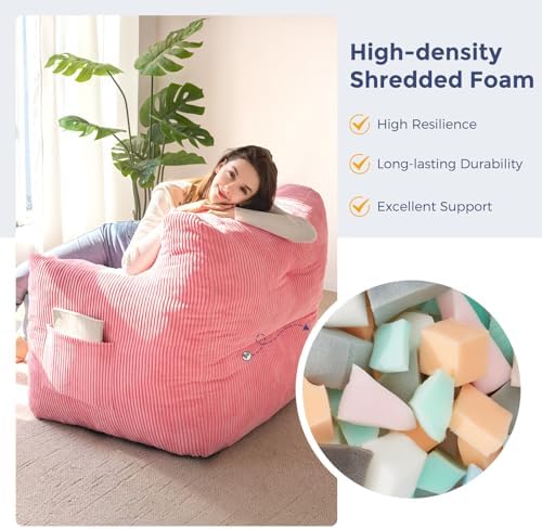 MAXYOYO Kids Sherpa Bean Bag Chair, Boucle Toddler Chair Toddler Bean Bag Couch for Girls and Boys, Teddy Lazy Sofa with Pocket for Playing, Green