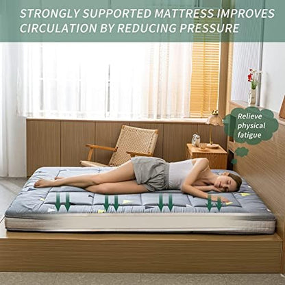 MAXYOYO Black Moon and Star Futon Mattress, Japanese Floor Mattress Quilted Bed Mattress Topper, Extra Thick Folding Sleeping Pad Breathable Floor Lounger Guest Bed for Camping Couch, Twin