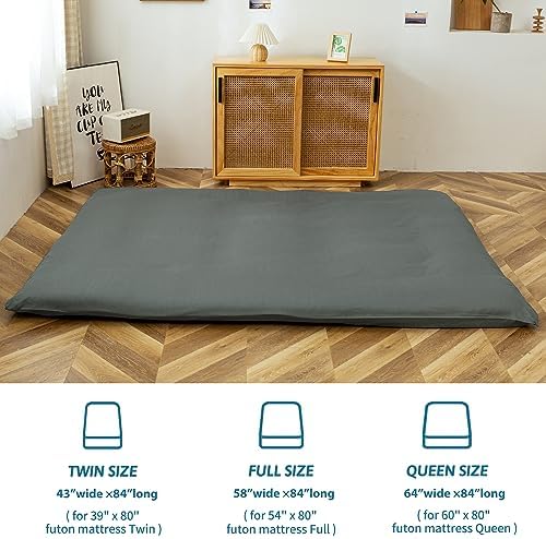 MAXYOYO Mattress Cover for Traditional Japanese Futon Mattress, Futon Floor Mats Cover with Zipper, Super Soft and Machine Washable, Navy Floral, Twin