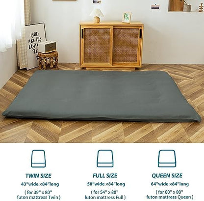 MAXYOYO Mattress Cover for Traditional Japanese Futon Mattress, Futon Floor Mats Cover with Zipper, Super Soft and Machine Washable, Navy Floral, Twin