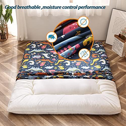 MAXYOYO Mattress Cover for Traditional Japanese Futon Mattress, Futon Floor Mats Cover with Zipper, Super Soft and Machine Washable, Navy Floral, Twin