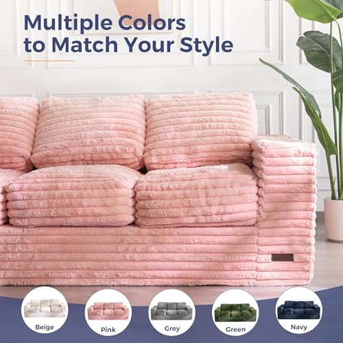 MAXYOYO Bean Bag Chair for Adults, Upholstered Floor Sofa with Armrests, Loveseat Boneless Couch with Tufted Cushion &amp; Backrest, Sofa in A Box, Large Bean Bag Couch for Bedroom Living Room, Black