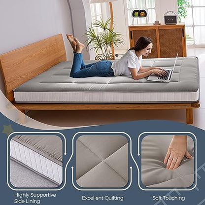 MAXYOYO 6" Extra Thick Floor Futon Mattress, Foldable Japanese Floor Mattress for Adults, Roll Up Tatami Pad for Guest Room, Black, Queen