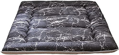 MAXYOYO Japanese Futon Mattress Floor Mattress Sleeping Pad Foldable Bed Roll Up Camping Cushion Floor Lounger Bed Couches and Sofas Couch Topper, Black Floral, Full Size