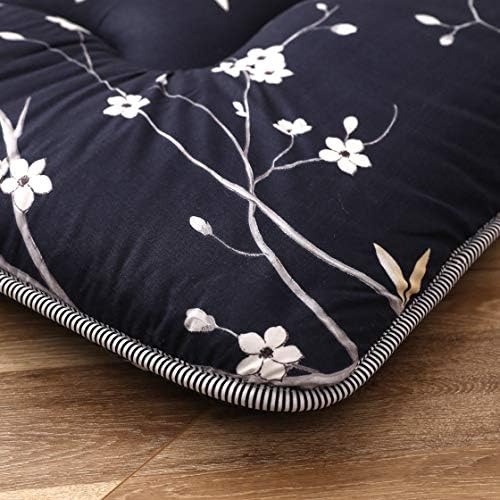 MAXYOYO Japanese Futon Mattress Floor Mattress Sleeping Pad Foldable Bed Roll Up Camping Cushion Floor Lounger Bed Couches and Sofas Couch Topper, Black Floral, Full Size