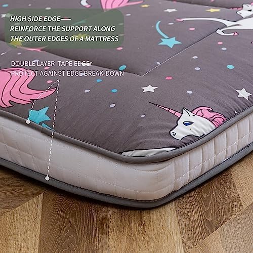 MAXYOYO Black Moon and Star Futon Mattress, Japanese Floor Mattress Quilted Bed Mattress Topper, Extra Thick Folding Sleeping Pad Breathable Floor Lounger Guest Bed for Camping Couch, Twin