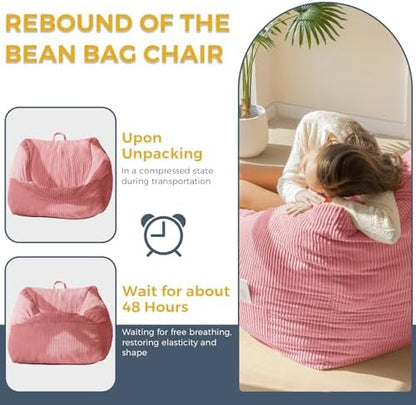 MAXYOYO Bean Bag Chair, Floor Sofa with Handle, Bean Bag Chairs for Adults and Kids, Teens Living Room Bean Bag, Accent Sofa Chair with Pocket for Gaming Reading Relaxing