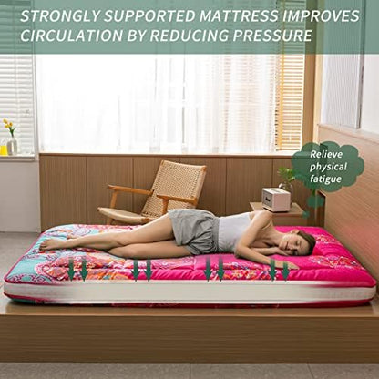 MAXYOYO Black Moon and Star Futon Mattress, Japanese Floor Mattress Quilted Bed Mattress Topper, Extra Thick Folding Sleeping Pad Breathable Floor Lounger Guest Bed for Camping Couch, Twin