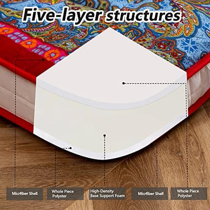 MAXYOYO Black Moon and Star Futon Mattress, Japanese Floor Mattress Quilted Bed Mattress Topper, Extra Thick Folding Sleeping Pad Breathable Floor Lounger Guest Bed for Camping Couch, Twin