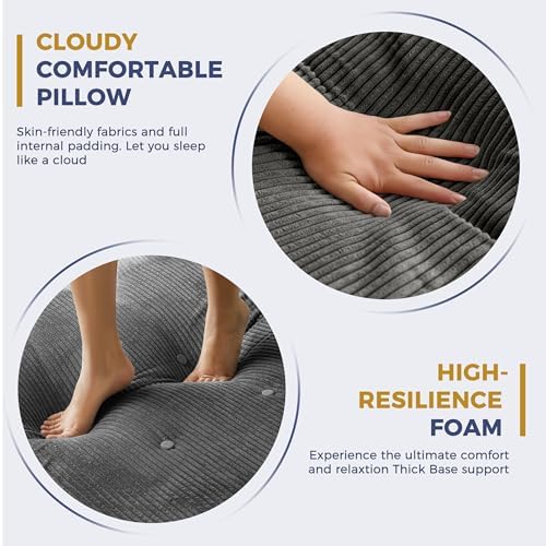 MAXYOYO Convertible Sofa Bed, Fold Out Loveseat Sleeper Sofa with Pillow, 4 in 1 Tufted Folding Couch Bed Foam Floor Couch, Lazy Chair for Living Room Bedroom Guest Room, Dark Grey