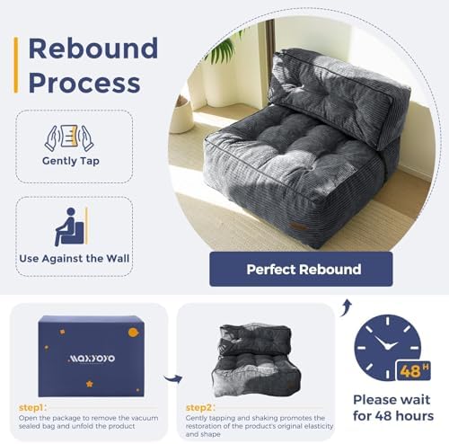 MAXYOYO Adjustable Floor Sofa Couch with Pillow, Multi-Functional Bean Bag Bed, 5-Position Foldable Lazy Sofa Sleeper Bed with Armrest, Versatile Floor Seating for Reading Gaming, Green, Single