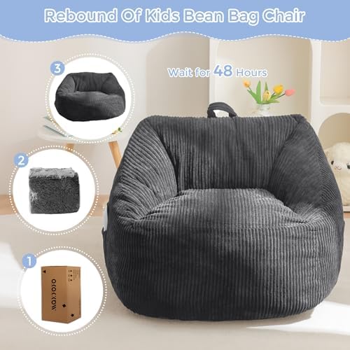 MAXYOYO Kids Bean Bag Chair, Bean Bag Couch with Handle, Comfy Toddler Chair for Boys and Girls, Accent Sofa Chair with Pocket for Gaming Reading Relaxing, Pink
