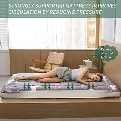 MAXYOYO Black Moon and Star Futon Mattress, Japanese Floor Mattress Quilted Bed Mattress Topper, Extra Thick Folding Sleeping Pad Breathable Floor Lounger Guest Bed for Camping Couch, Twin