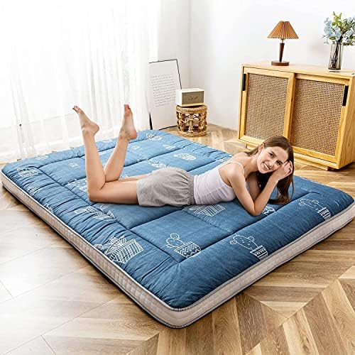 MAXYOYO Black Moon and Star Futon Mattress, Japanese Floor Mattress Quilted Bed Mattress Topper, Extra Thick Folding Sleeping Pad Breathable Floor Lounger Guest Bed for Camping Couch, Twin