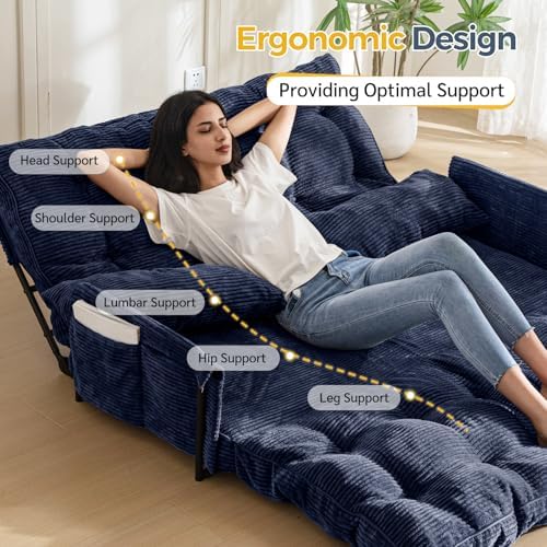 MAXYOYO Adjustable Floor Sofa Couch with Pillow, Multi-Functional Bean Bag Bed, 5-Position Foldable Lazy Sofa Sleeper Bed with Armrest, Versatile Floor Seating for Reading Gaming, Green, Single