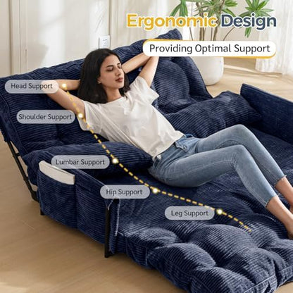 MAXYOYO Adjustable Floor Sofa Couch with Pillow, Multi-Functional Bean Bag Bed, 5-Position Foldable Lazy Sofa Sleeper Bed with Armrest, Versatile Floor Seating for Reading Gaming, Green, Single