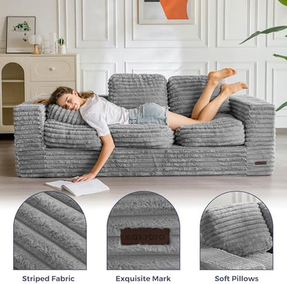 MAXYOYO Bean Bag Chair for Adults, Upholstered Floor Sofa with Armrests, Loveseat Boneless Couch with Tufted Cushion &amp; Backrest, Sofa in A Box, Large Bean Bag Couch for Bedroom Living Room, Black