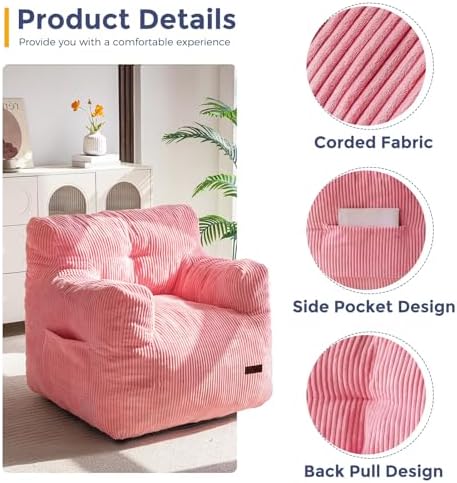 MAXYOYO Kids Sherpa Bean Bag Chair, Boucle Toddler Chair Toddler Bean Bag Couch for Girls and Boys, Teddy Lazy Sofa with Pocket for Playing, Green