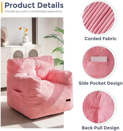 MAXYOYO Kids Sherpa Bean Bag Chair, Boucle Toddler Chair Toddler Bean Bag Couch for Girls and Boys, Teddy Lazy Sofa with Pocket for Playing, Green