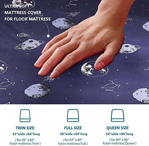 MAXYOYO Mattress Cover for Traditional Japanese Futon Mattress, Futon Floor Mats Cover with Zipper, Super Soft and Machine Washable, Navy Floral, Twin