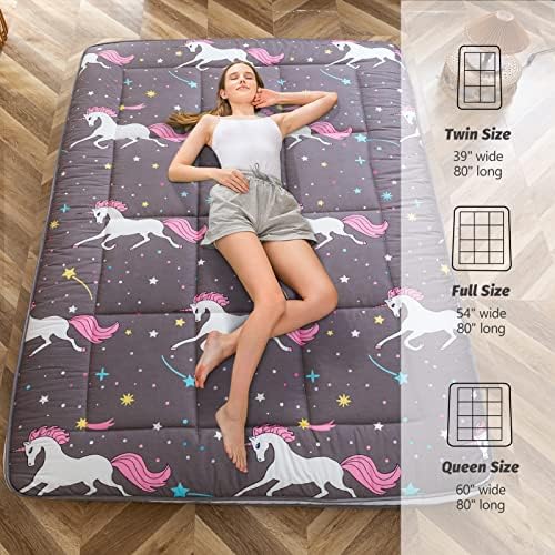 MAXYOYO Black Moon and Star Futon Mattress, Japanese Floor Mattress Quilted Bed Mattress Topper, Extra Thick Folding Sleeping Pad Breathable Floor Lounger Guest Bed for Camping Couch, Twin