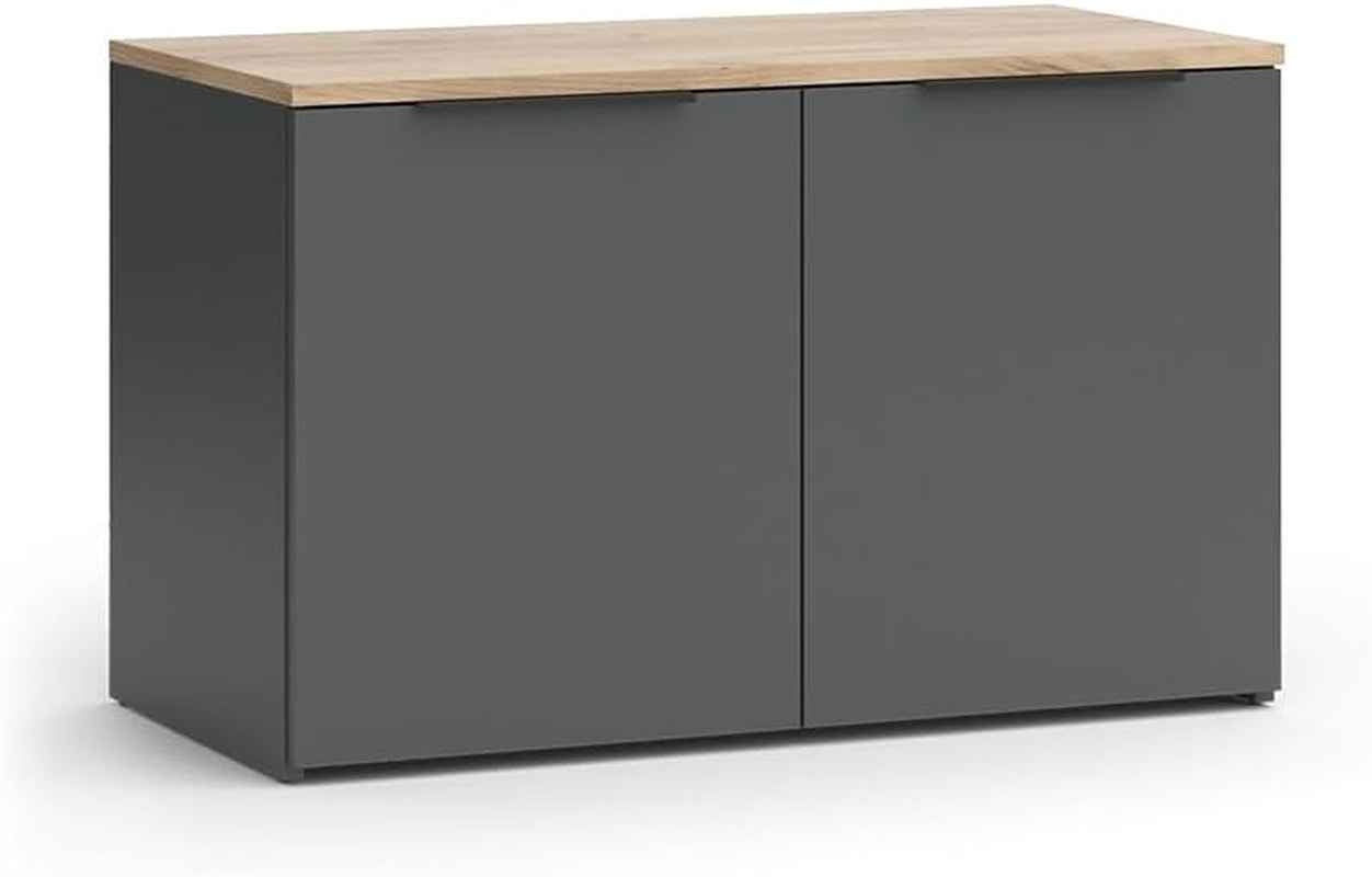 Sideboard Wido, Anthracite, 80X50Cm | Avec 2 Portes, Convient Pour Le Rangement Des Vêtements Et Des Articles Ménagers
