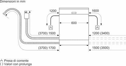 SMS2HTI02E Série 2, Lave-Vaisselle De Libre Installation, Home Connect, Diagnostic À Distance, Assistant Au Lavage, Programme Préféré, Ecodosage, Acier, 60 Cm