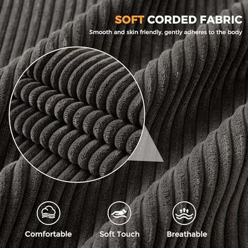 MAXYOYO Bean Bag Chair for Adults, Upholstered Floor Sofa with Armrests, Loveseat Boneless Couch with Tufted Cushion &amp; Backrest, Sofa in A Box, Large Bean Bag Couch for Bedroom Living Room, Dark Grey