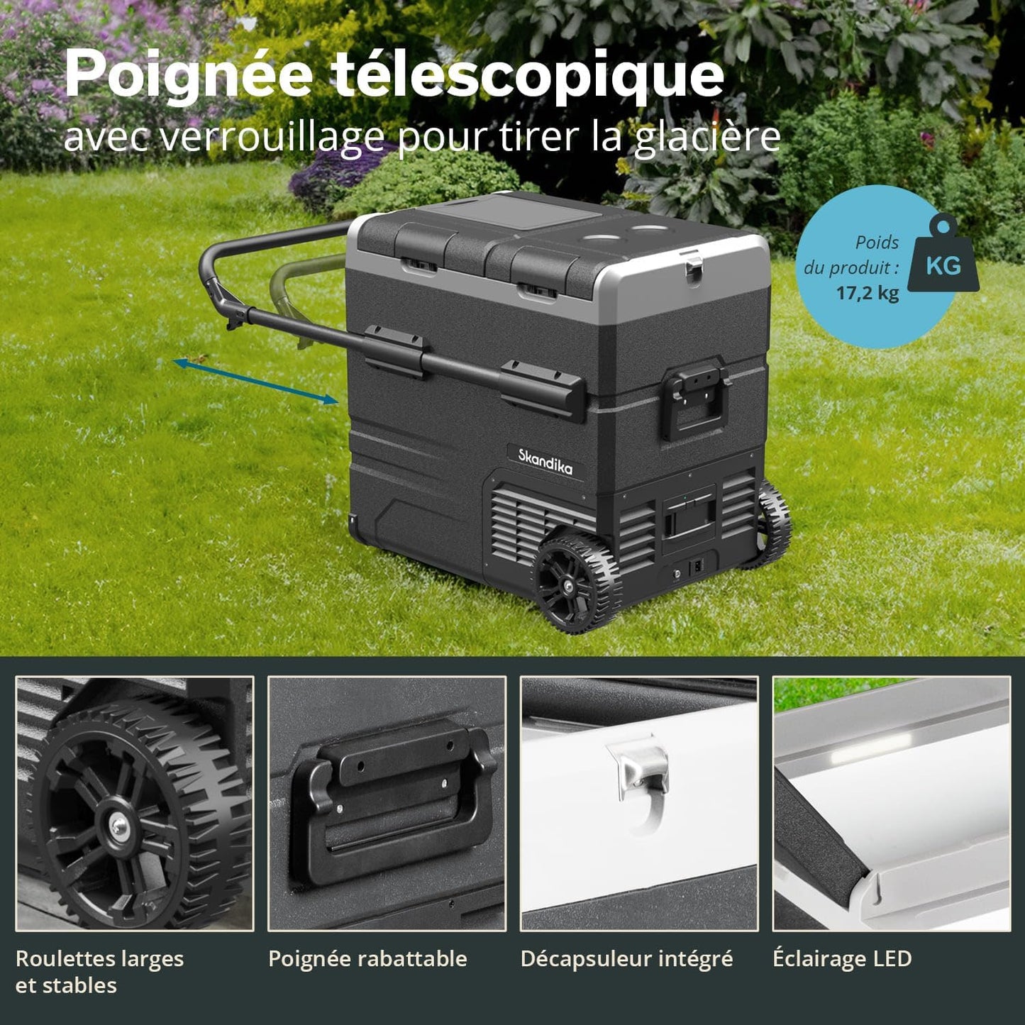 Glacière Routa 35-55L | +20 ° À -20 °C | Connectée, Mini Frigo 2 Zones, Réfrigérateur Électrique 12V 220V, Silencieuse, Mode Éco | Camping Voiture Caravane Camping-Car