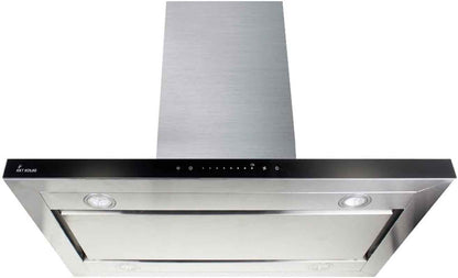 Hotte Aspirante Cuisine 90 Cm | Hotte Îlot | Acier Inoxydable | Verre Noir | Wifi | Arrête Automatiquement | Opération Tactile | FLAT-INSEL-6