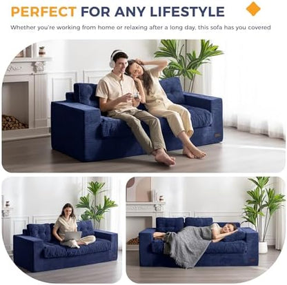 MAXYOYO Bean Bag Chair for Adults, Upholstered Floor Sofa with Armrests, Loveseat Boneless Couch with Tufted Cushion &amp; Backrest, Sofa in A Box, Large Bean Bag Couch for Bedroom Living Room, Dark Grey