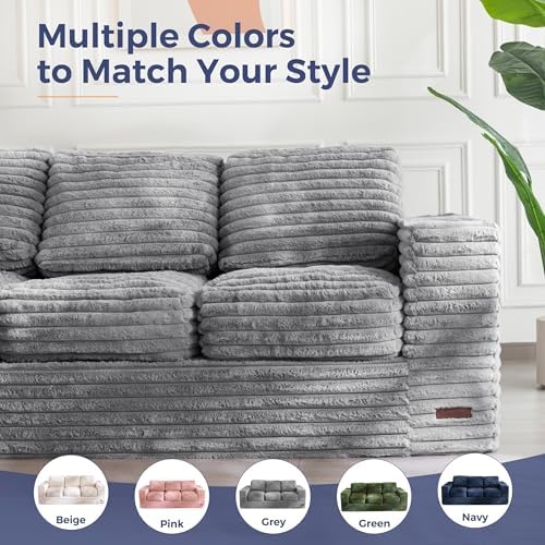 MAXYOYO Bean Bag Chair for Adults, Upholstered Floor Sofa with Armrests, Loveseat Boneless Couch with Tufted Cushion &amp; Backrest, Sofa in A Box, Large Bean Bag Couch for Bedroom Living Room, Black