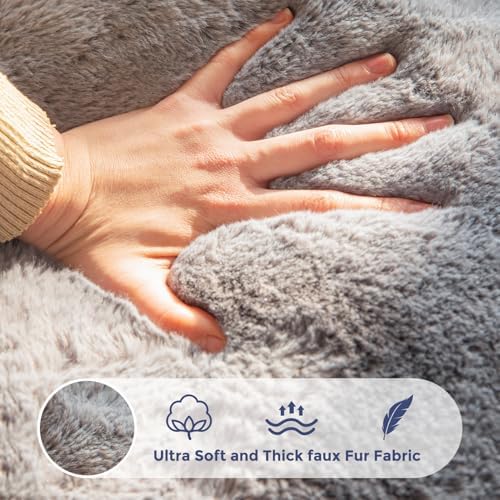MAXYOYO Bean Bag Chair for Adults, Floral Shaped Bean Bag Sofa, Ultra Soft Faux Fur Floor Sofa, Large Reading Chair for Living Room Bedroom, Beige, Single